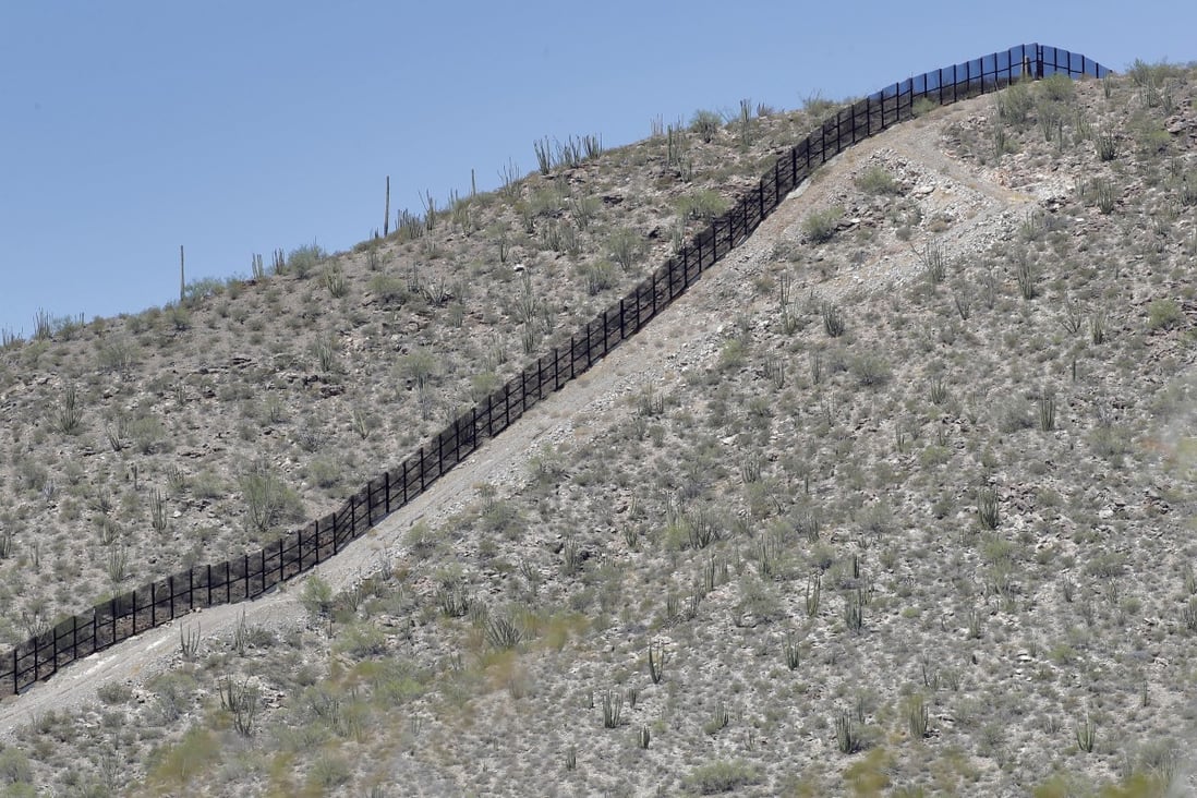 A rugged uphill section of the US-Mexico border wall that runs through Organ Pipe National Monument. Photo: AP