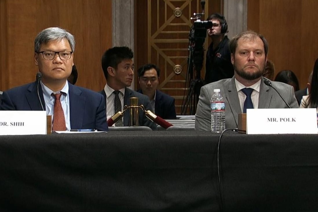 Victor Shih (left) and Andrew Polk played down the impact of the trade war during the US-China Economic and Security Review Commission hearings at the US Congress. Photo: C-SPAN