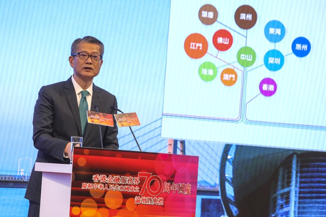 Hong Kong Financial Secretary Paul Chan Mo-po at Tuesday’s forum, where he revealed measures to improve business confidence in the city. Photo: May Tse
