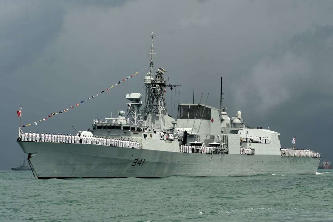 HMCS Ottawa, a frigate from the Royal Canadian Navy, sailed through the Taiwan Strait on Monday and Tuesday, Ottawa said. Photo: AFP