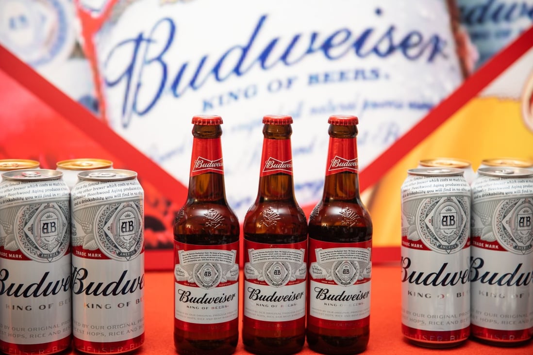 Budweiser beer products manufactured by Anheuser-Busch InBev. The Belgian company has revived the IPO application of its subsidiary Budweiser Brewing Company APAC in Hong Kong. Photo: Bloomberg