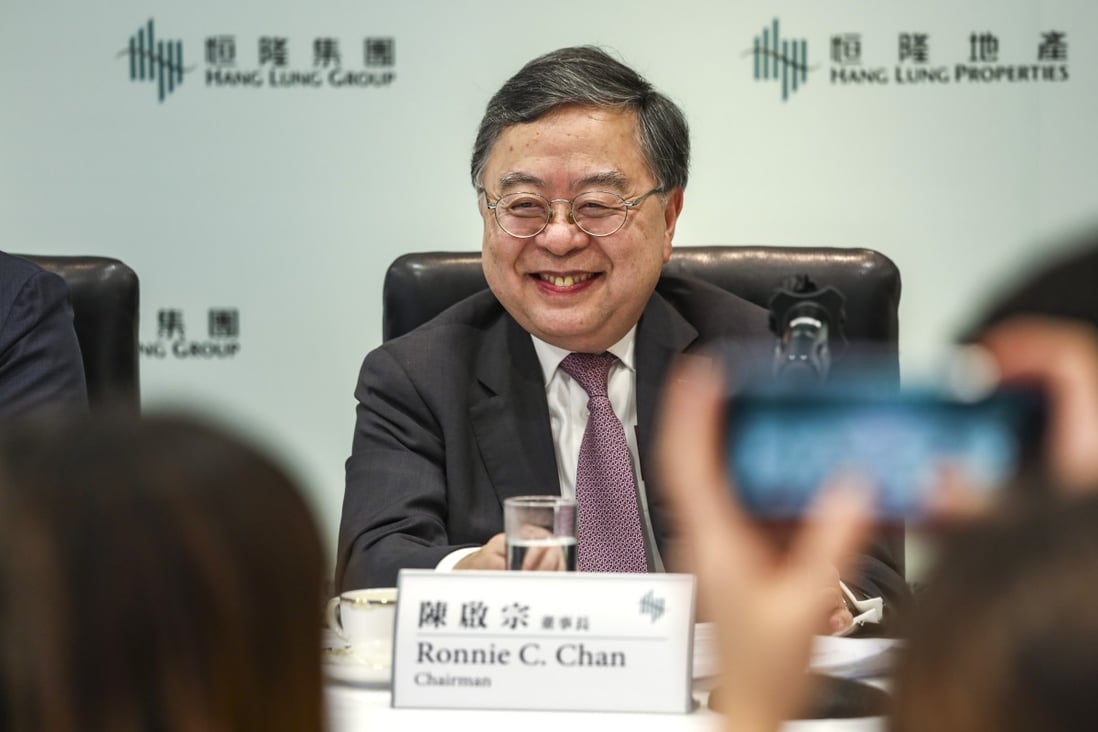 Hang Lung Properties chairman Ronnie Chan Chi-chung said on Thursday that the ongoing unrest has negatively affected business and hurt confidence among the international business community. Photo: Tory Ho