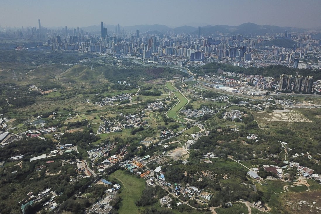 Ping Yeung Mural Village in the New Territories with Shenzhen’s Lo Wu district in the background. Photo: Roy Issa
