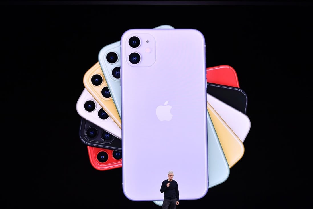 CEO Tim Cook unveils Apple’s iPhone 11 models at its headquarters in Cupertino, California on September 10, touting upgraded, ultra-wide cameras as it updated its popular smartphone line-up and cut its entry price to US$699.