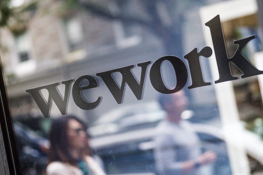 A door to a WeWork co-working space in New York. Photo: EPA-EFE