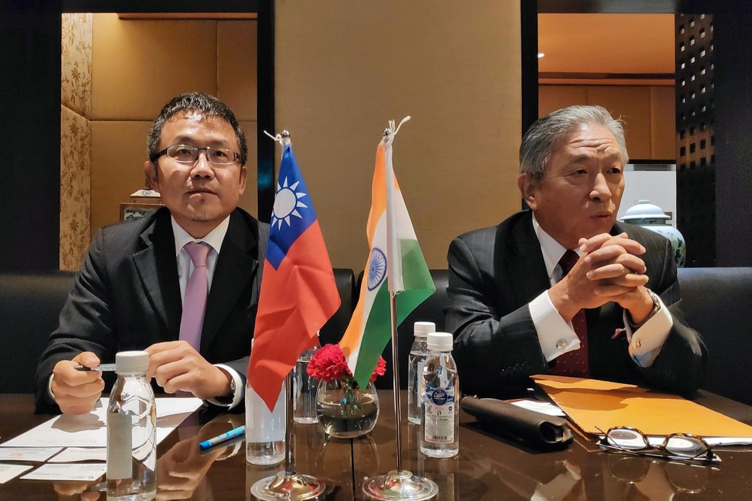 Liu Shih-chung, vice-chairman of Taiwan External Trade Development Council, and Tien Chung-kwang, representative of the Taipei Economic and Cultural Centre in India, are promoting economic ties with India. Photo: Reuters