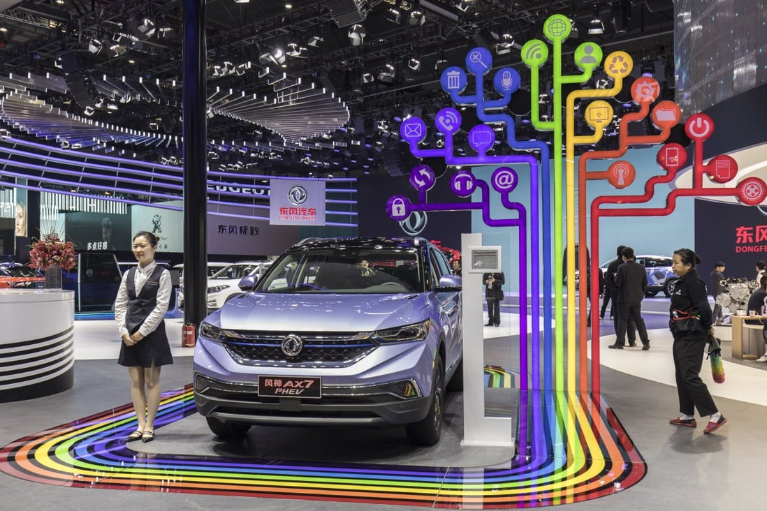 The Dongfeng Motor Group Co. AX7 plug-in hybrid electric vehicle (PHEV) stands on display at the Auto Shanghai 2019 show in Shanghai, China, on Wednesday, April 17, 2019. Photo: Bloomberg