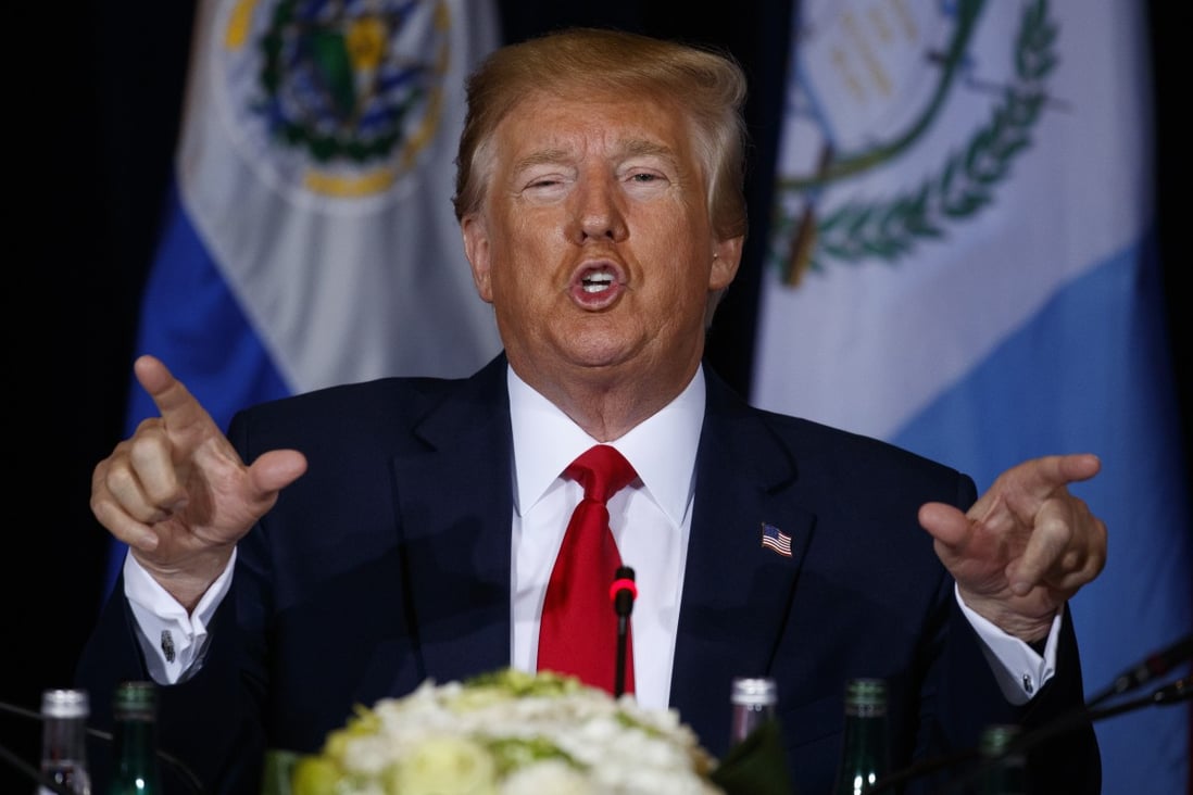 President Donald Trump speaks at a meeting on Venezuela during the United Nations General Assembly in New York. Photo: AP