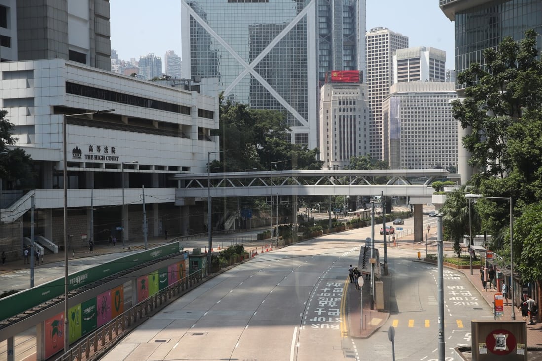 Famed for its hectic streets, several routes in Hong Kong on Tuesday looked abandoned. Photo: Winson Wong