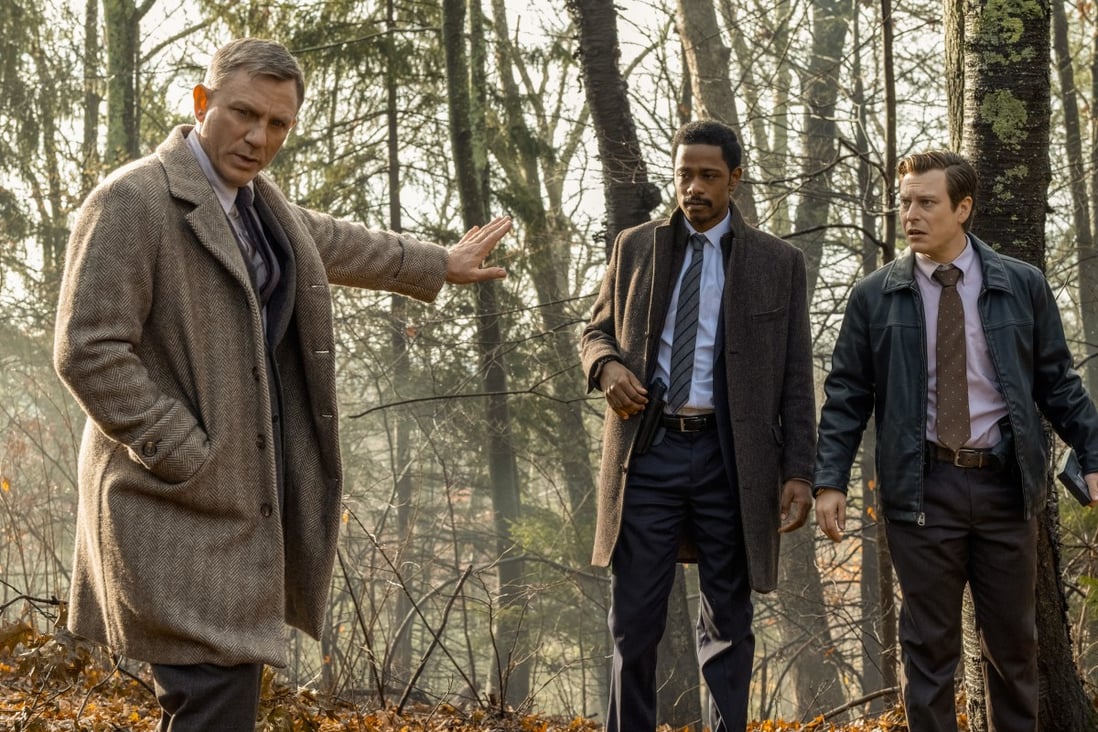 (From left) Daniel Craig, LaKeith Stanfield and Noah Segan in a scene from Knives Out directed by Rian Johnson (category: TBC). It also stars Chris Evans, Ana de Armas and Jamie Lee Curtis. Photo: Claire Folger