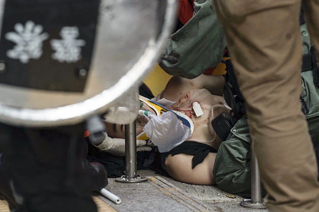 A protester was shot in Tsuen Wan. Photo: Editorial Board, CityU SU