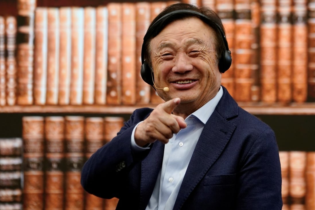 Ren Zhengfei, founder and chief executive of Huawei Technologies, attends a panel discussion at the company’s headquarters in Shenzhen, Guangdong province, on June 17. Photo: Reuters
