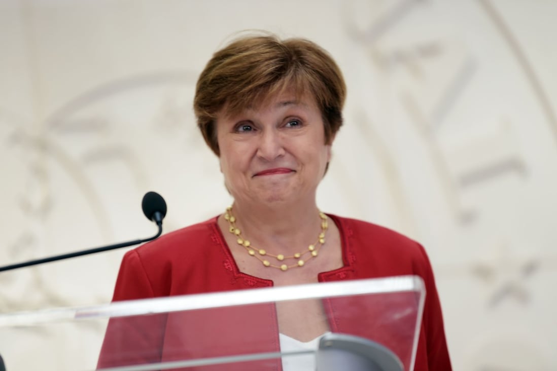 Kristalina Georgieva, seen at a press conference last month, used her maiden speech as IMF chief to warn that the global economy is entering a synchronised slowdown. Photo: AFP