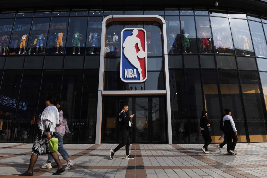 The NBA store in Beijing. The league found itself at the centre of a political storm in China this week. Photo: AFP