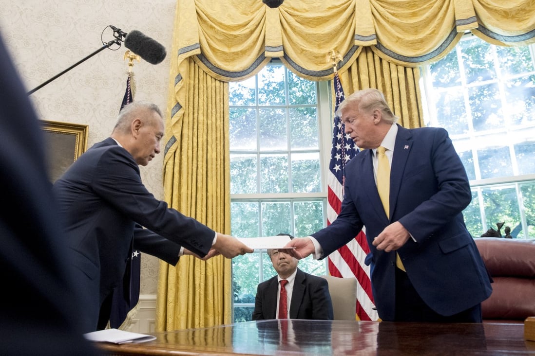 US President Donald Trump was upbeat about his meeting with Chinese Vice-Premier Liu He at the end of two days of trade negotiations. Photo: AP