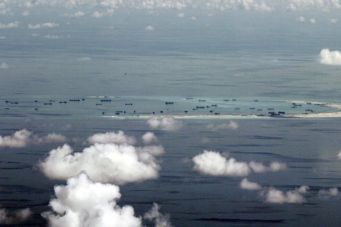 Land reclamation by China at Mischief Reef in the Spratly Islands. Photo: AP