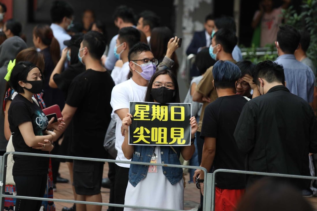 A protester’s sign reads: “See you in Tsim Sha Tsui on Sunday”. Photo: Xiaomei Chen