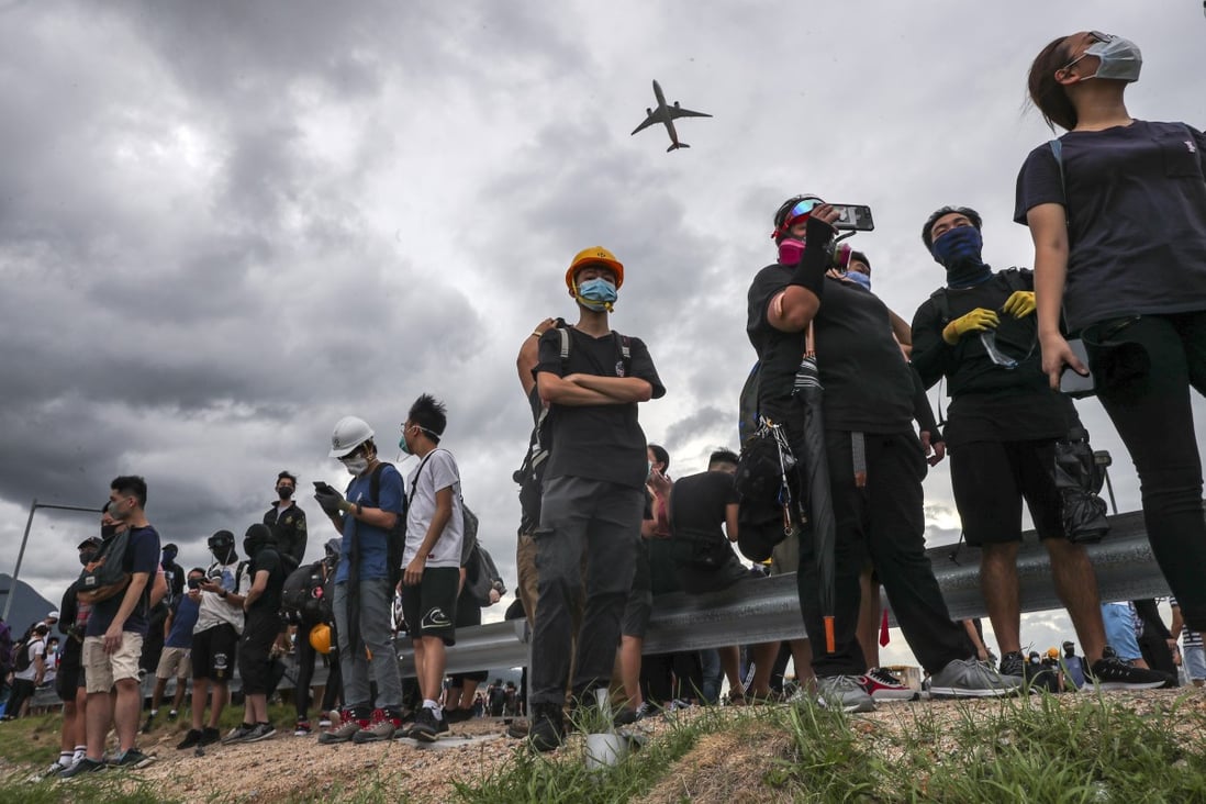 An aircraft takes off from Hong Kong International Airport on September 1 as protesters occupy roads to cripple airport services. Photo: Sam Tsang
