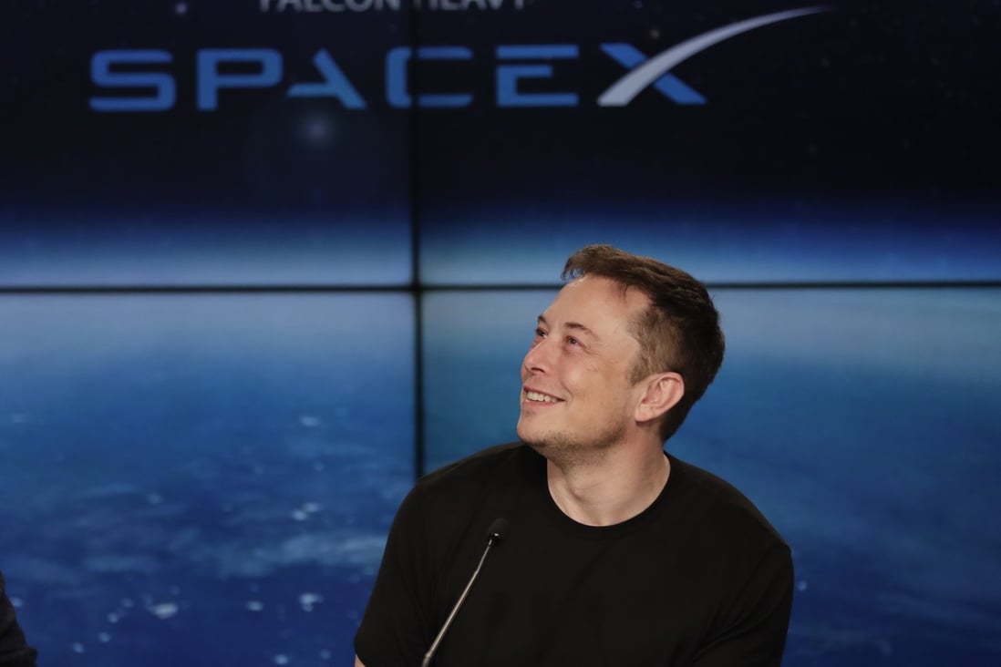 Elon Musk, founder, CEO, and lead designer of SpaceX, speaks at a news conference after the Falcon 9 SpaceX heavy rocket launched successfully from the Kennedy Space Center in Cape Canaveral, Fla. Photo: AP
