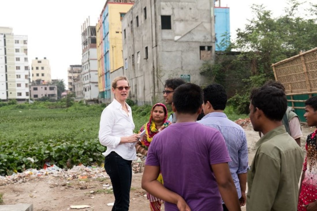 Dana Thomas (left) in Bangladesh carrying out research for her new book Fashionopolis: The Price of Fast Fashion and the Future of Clothes. Photo: Clara Vannucci