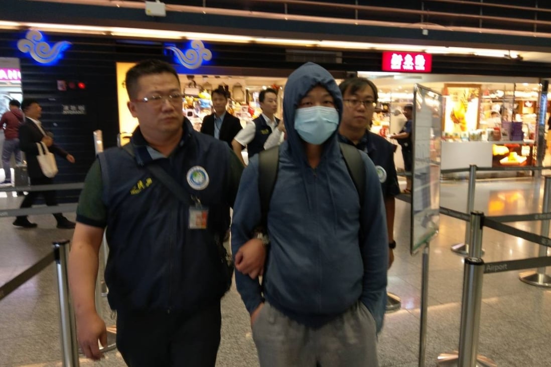 Hu is deported from Taiwan after tearing down posters supporting Hong Kong’s anti-government protests. Photo: Taiwan Immigration Department