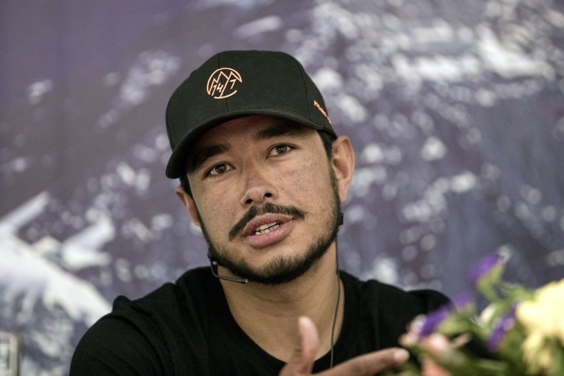 Nepalese mountaineer Nirmal Purja speaks during a press conference in Kathmandu in May, after launching his Project Possible mission. Photo: AFP