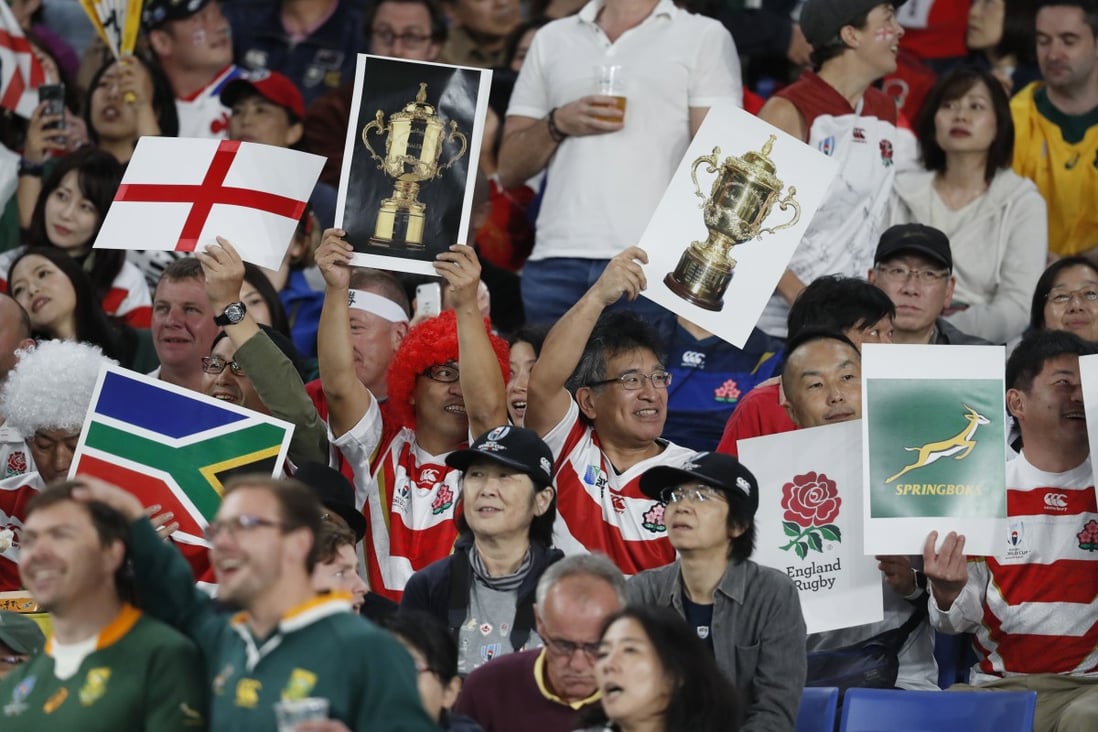 Japanese fans cheer their favourite teams during the Rugby World Cup final in Yokohama. Photo: Reuters
