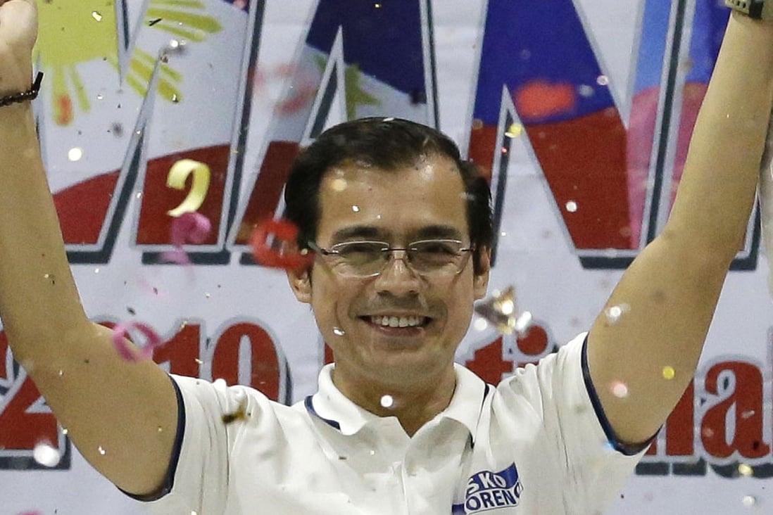 Manila mayor Isko Moreno celebrates his election earlier this year. Photo: AP