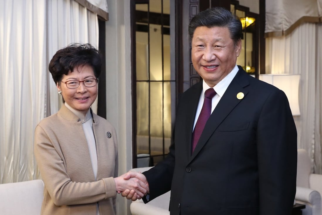 Chinese President Xi Jinping meets Hong Kong Chief Executive Carrie Lam, who is in Shanghai for the second China International Import Expo, on Monday. Photo: Xinhua