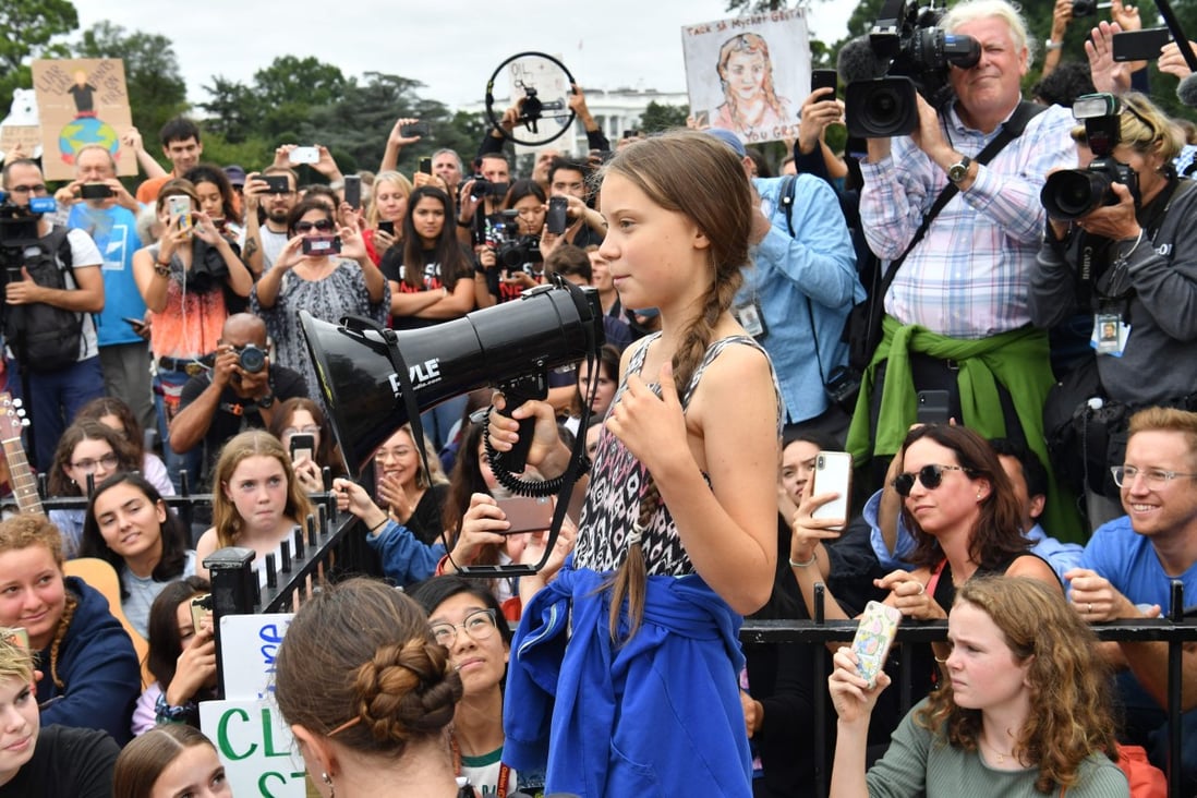 Greta Thunberg speaks at a climate protest outside the White House in Washington, DC, on September 13, 2019. Photo: Agence France-Presse