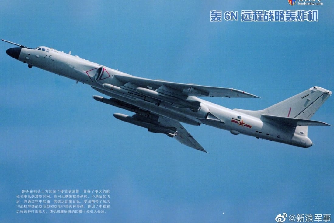 Analysts say the strike range of China’s H-6N bomber could be improved by a supersonic payload. Photo: Weibo