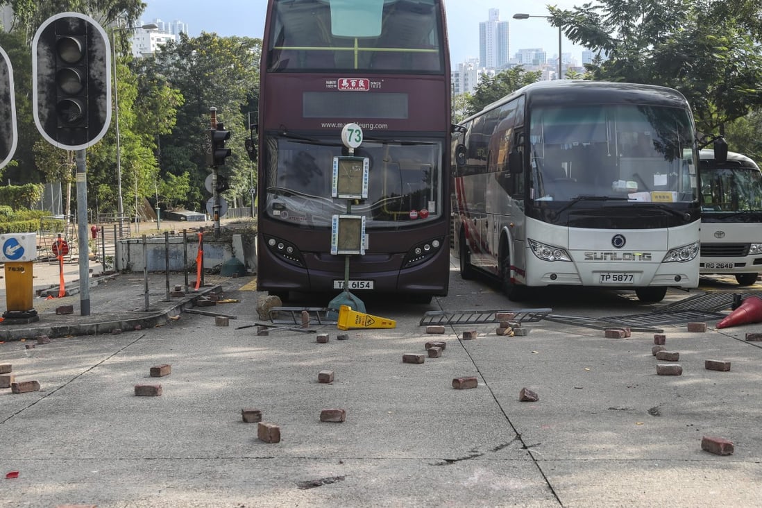 Buses have become the new targets of protesters. Photo: Sam Tsang