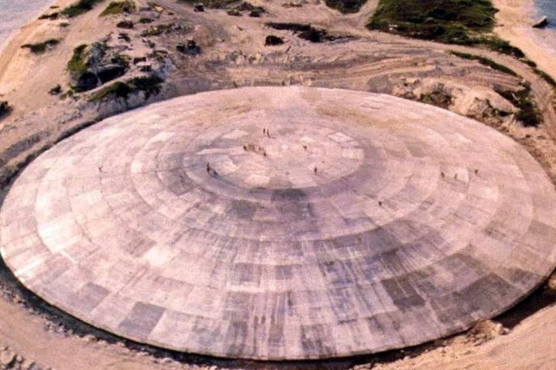 Runit Dome caps a crater left by one of the 43 nuclear tests carried out on Runit Island in Enewetak, the Marshall Islands. Photo: AFP