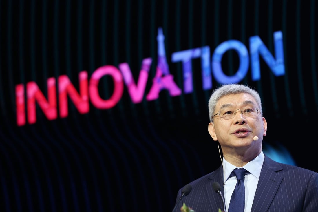 William Xu, president of Huawei’s Institute of Strategic Research, speaks at a news conference on innovation in Paris on November 4. Photo: Xinhua