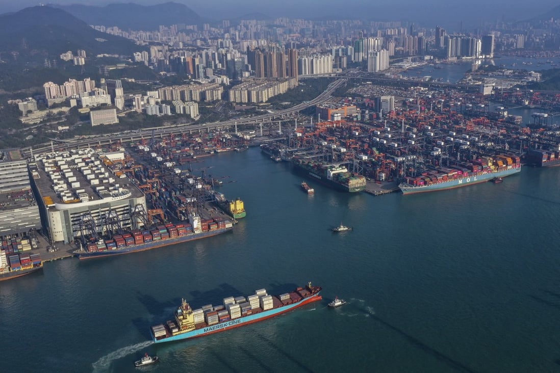 Hong Kong’s port was ranked number seven in the world last year, slipping out of the top five busiest container terminals for the first time. Photo: Martin Chan