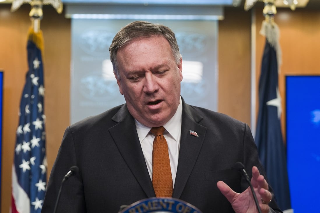 US Secretary of State Mike Pompeo addressed both Hong Kong and Xinjiang in comments at the state department on Tuesday. Photo: EPA-EFE