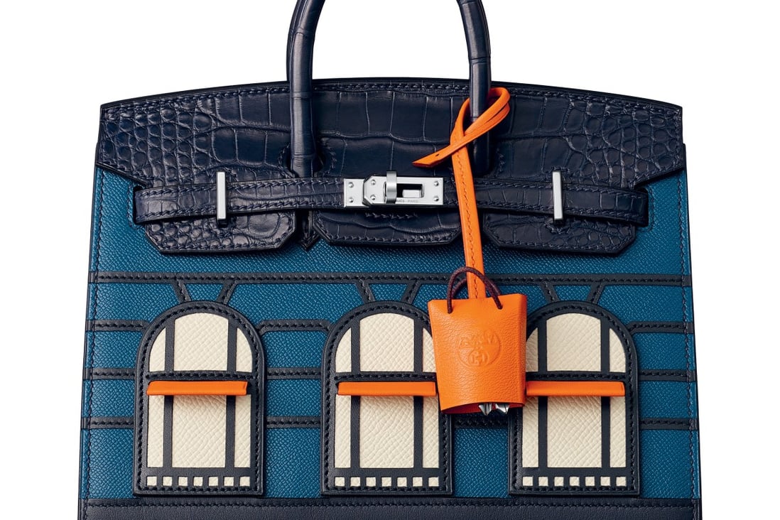 The special-edition Birkin Sellier Faubourg is designed with Hermès store’s facade on 24 rue du Faubourg Saint-Honoré.