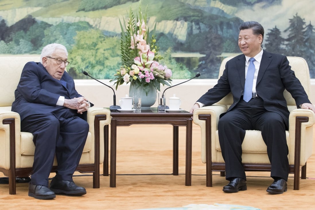 Chinese President Xi Jinping chats to former US secretary of state Henry Kissinger in Beijing last week. Photo: Xinhua