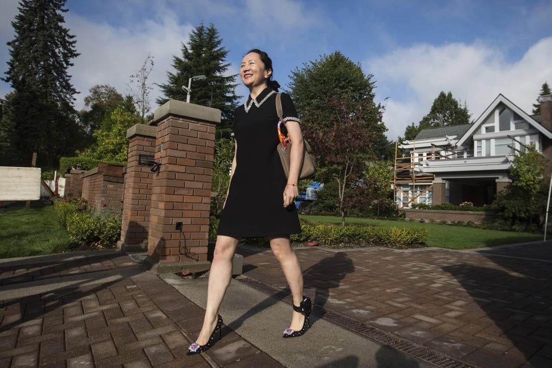 Huawei Technologies chief financial officer Meng Wanzhou, who is out on bail and remains under partial house arrest after she was detained in Canada last year at the behest of American authorities, leaves her home to attend a court hearing in Vancouver on September 24. Photo: AP