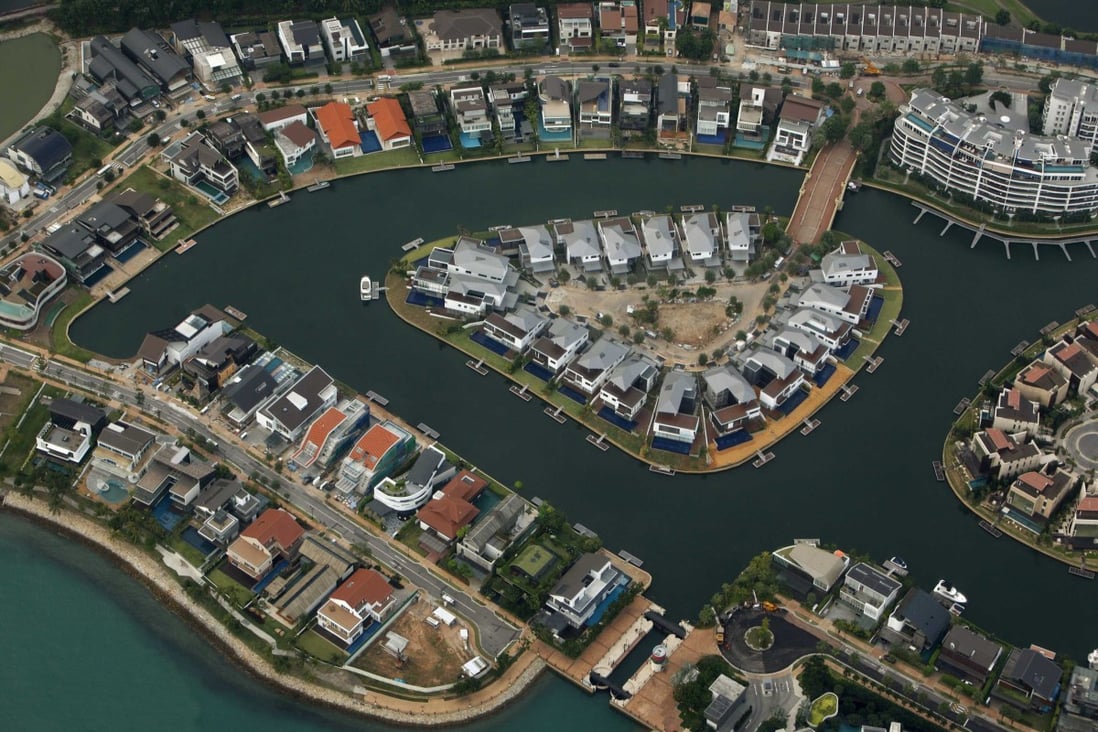 An aerial view of Sentosa Cove homes in Singapore. Photo: Reuters