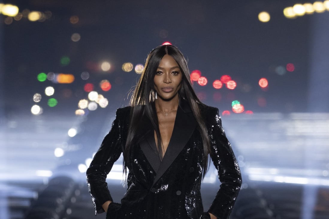 Naomi Campbell walks the Saint Laurent spring/summer 2020 fashion show in Paris.