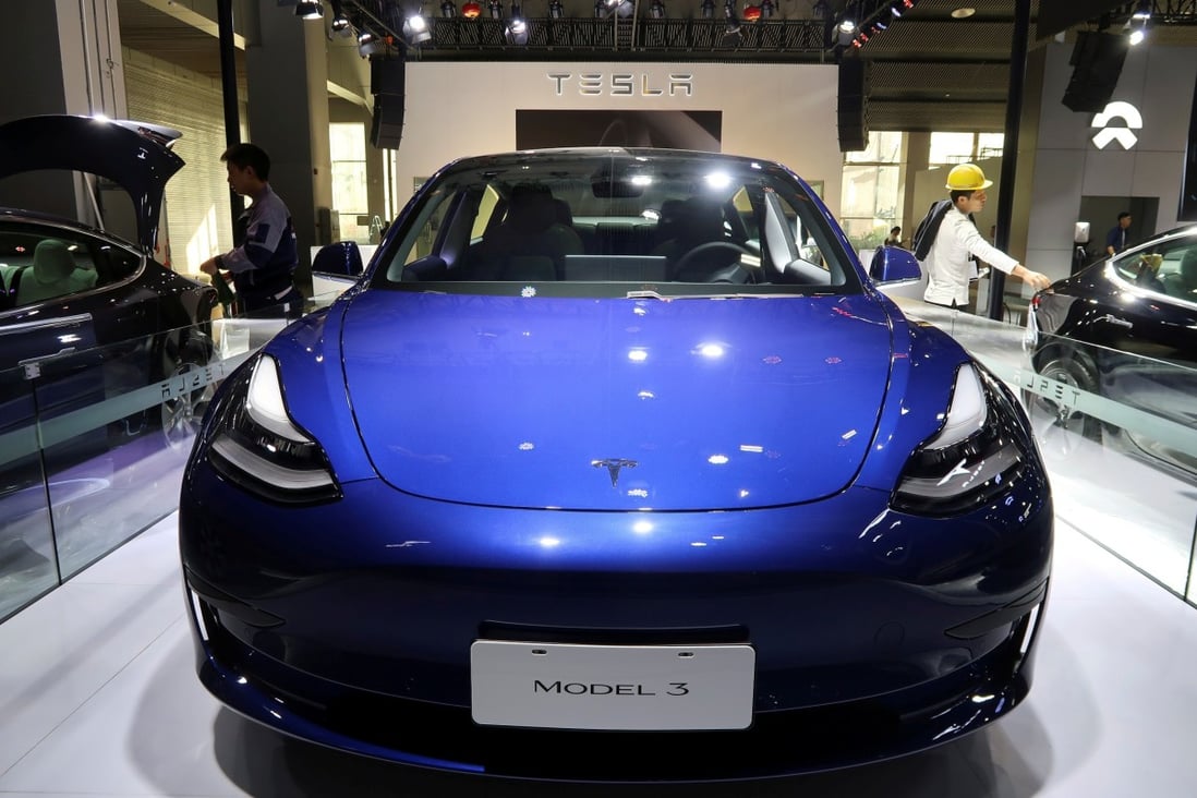 A China-made Tesla Model 3 electric vehicle is seen ahead of the Guangzhou auto show in Guangzhou, capital of Guangdong province, on November 21. Photo: Reuters