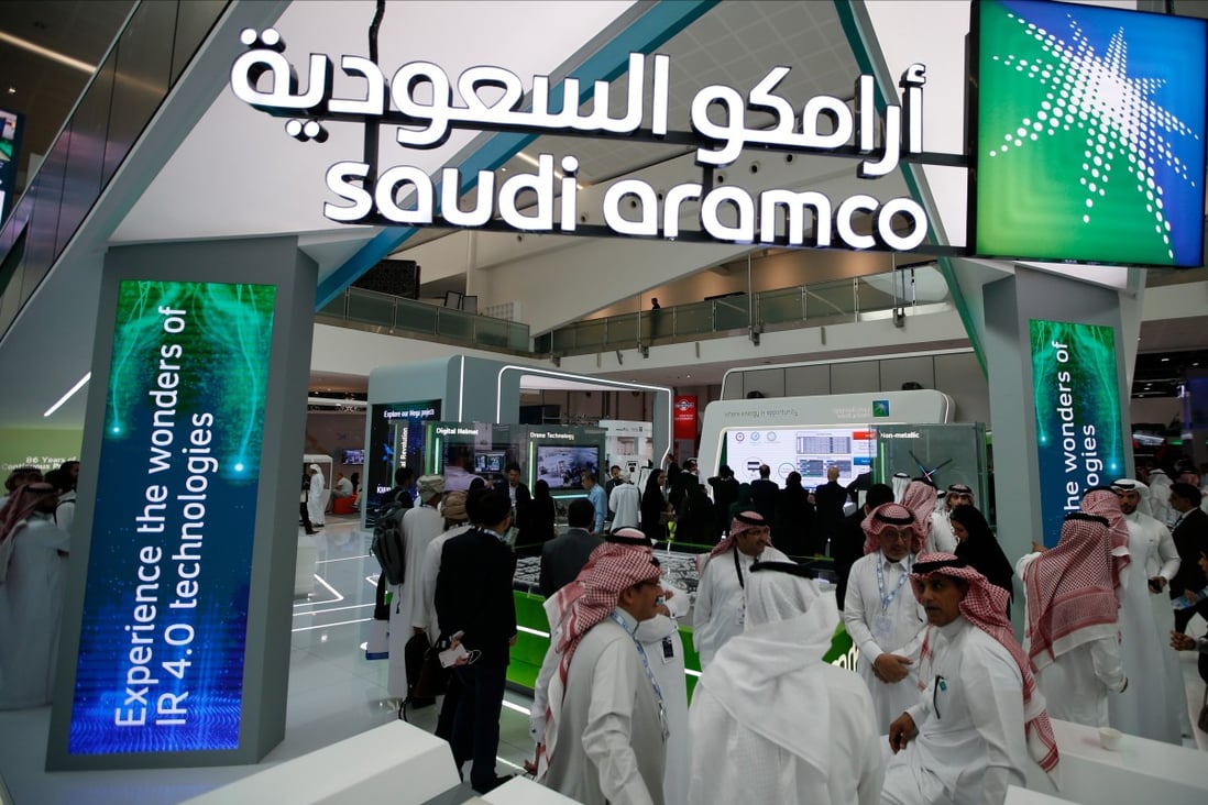 Visitors gather at Saudi Aramco’s booth during the Abu Dhabi International Petroleum Exhibition and Conference in Abu Dhabi, on November 11, 2019. Photo: EPA-EFE