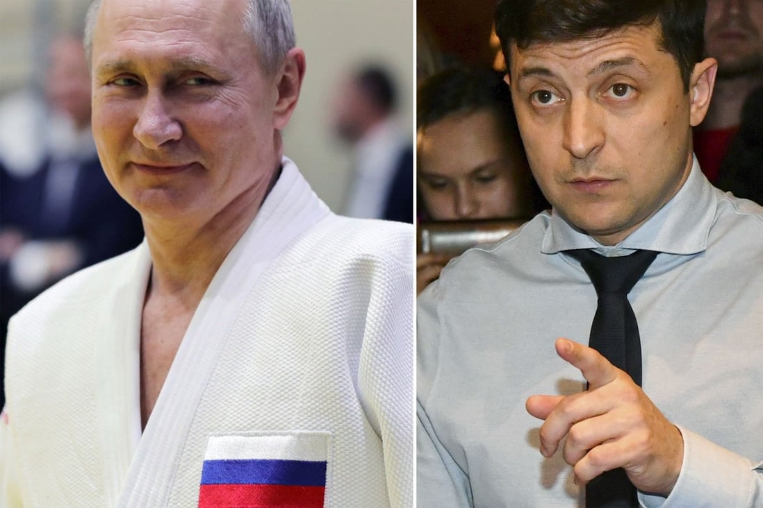 When Vladimir Putin and Volodymyr Zelensky meet on Monday it will be an encounter between two very different presidents. Photo: AFP