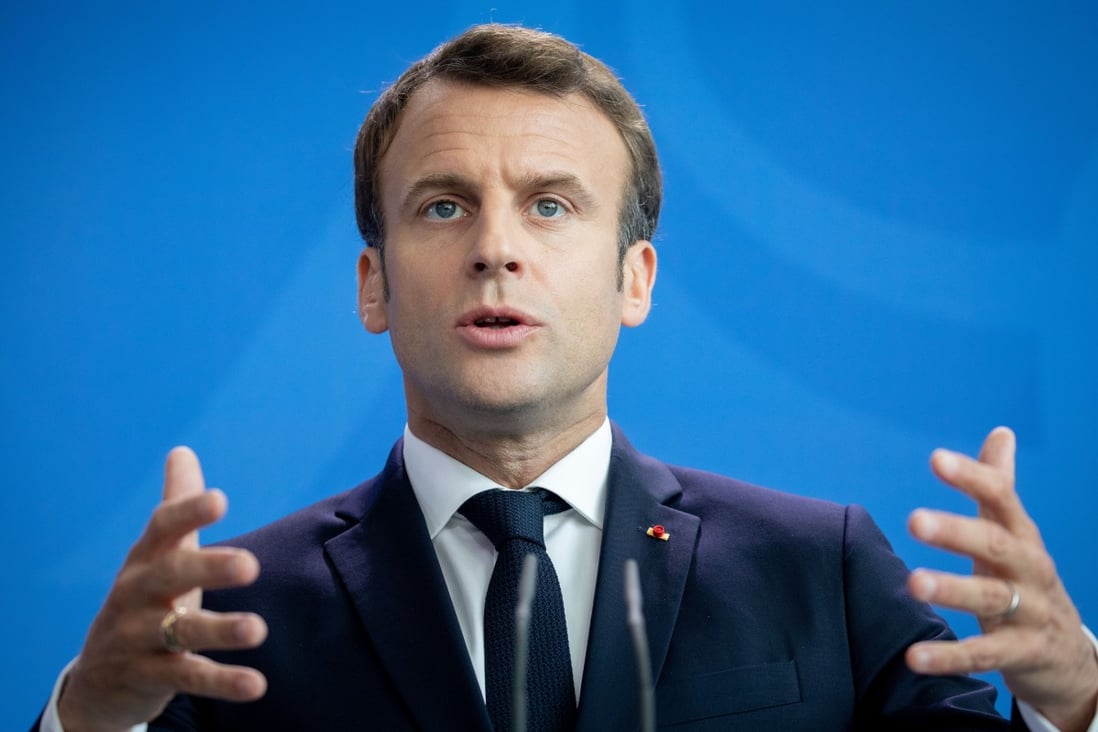 French President Emmanuel Macron speaks at the Balkan Conference in Berlin in April. Photo: dpa