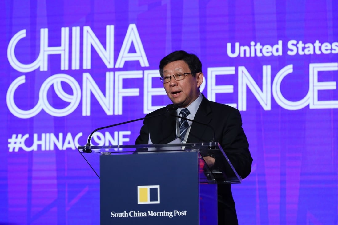 Chen Deming speaking at the South China Morning Post’s China Conference in New York. Photo: SCMP Pictures