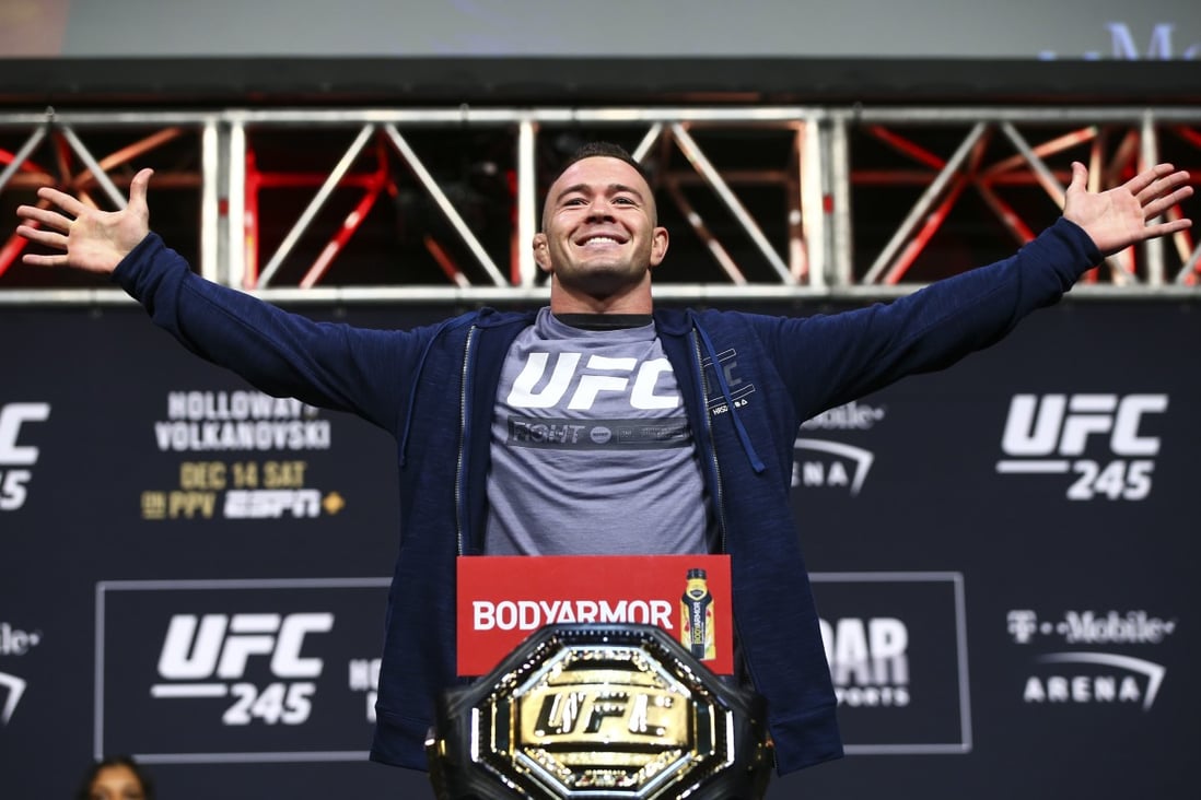 Colby Covington poses during the ceremonial weigh-in event ahead of his fight against Kamaru Usman at UFC 245 at T-Mobile Arena in Las Vegas. Photo: AP