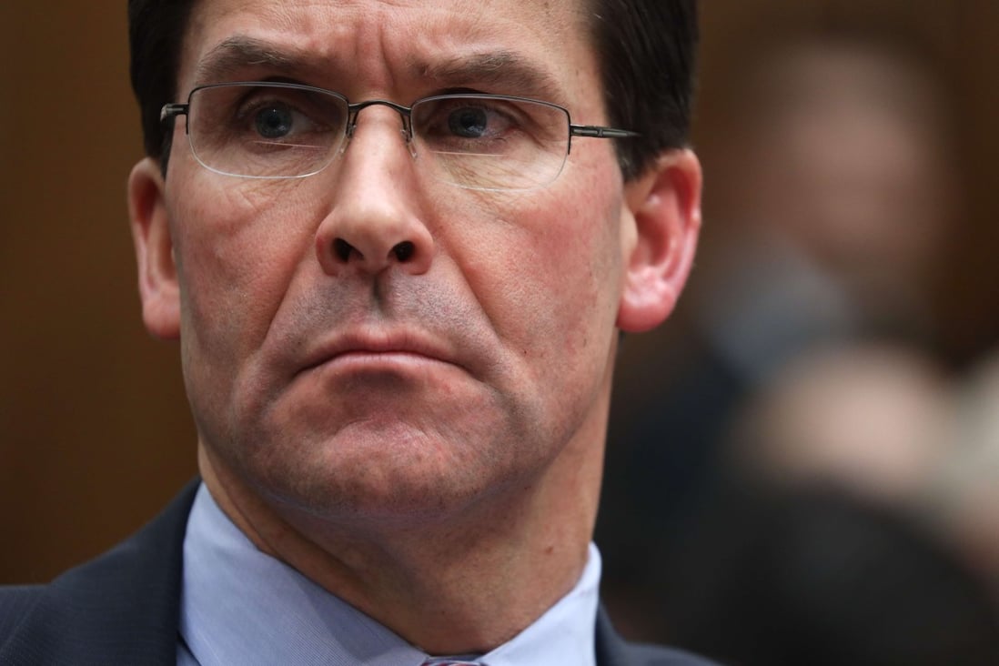 US Defence Secretary Mark Esper, shown at a congressional hearing in Washington on Wednesday, said in a speech on Friday that China had eclipsed Russia to become the top US military priority. Photo: Getty Images via AFP