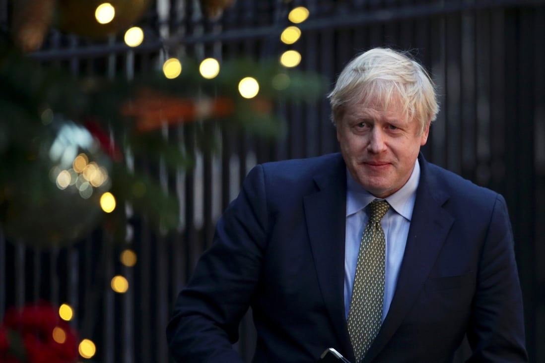 Britain's Prime Minister Boris Johnson is pictured after delivering a statement at Downing Street after winning the general election, in London, Britain, December 13, 2019. REUTERS/Lisi Niesner