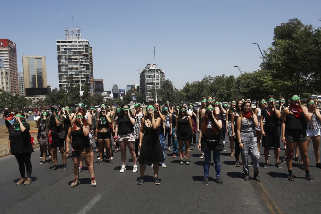 “A Rapist in Your Path” is a protest anthem from Chile that calls out the lack of action on violence against women. The song, written by feminist group Lastesis, has become an international phenomenon. Photo: Getty Images